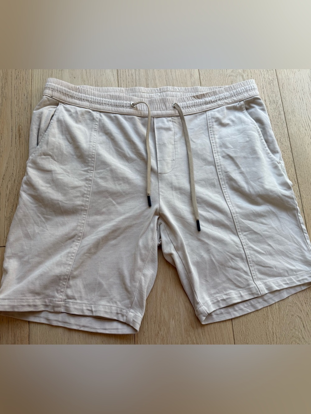 Zara Man Drawstring Knit Shorts | Beige/Cream | Men’s Size Large Vaca Summer